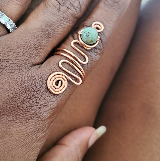 Begin your new journey with African Turquoise, a transformative stone that encourages open-mindedness and exploration. Crafted with tarnish-free copper wire, it's a must-have accessory for empowered women.