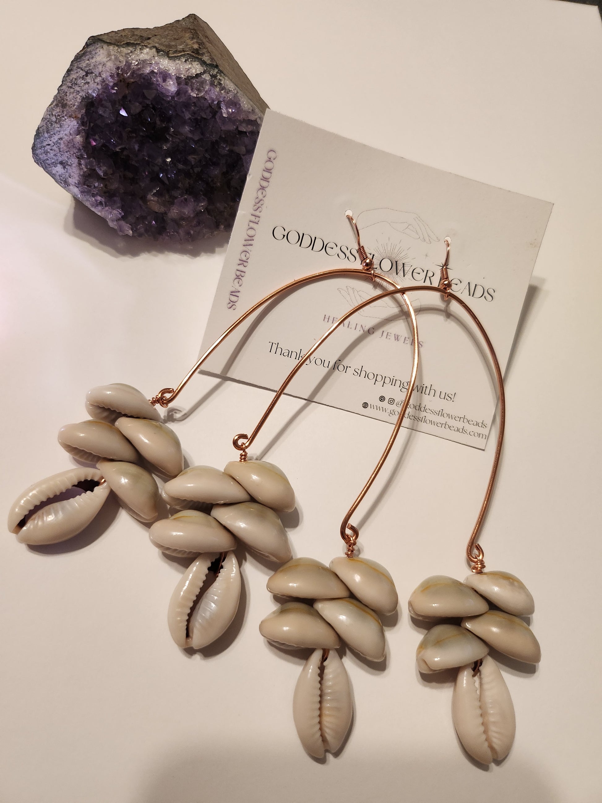 Divine's Gift Cowrie Shell Earrings – Goddess Flower Beads