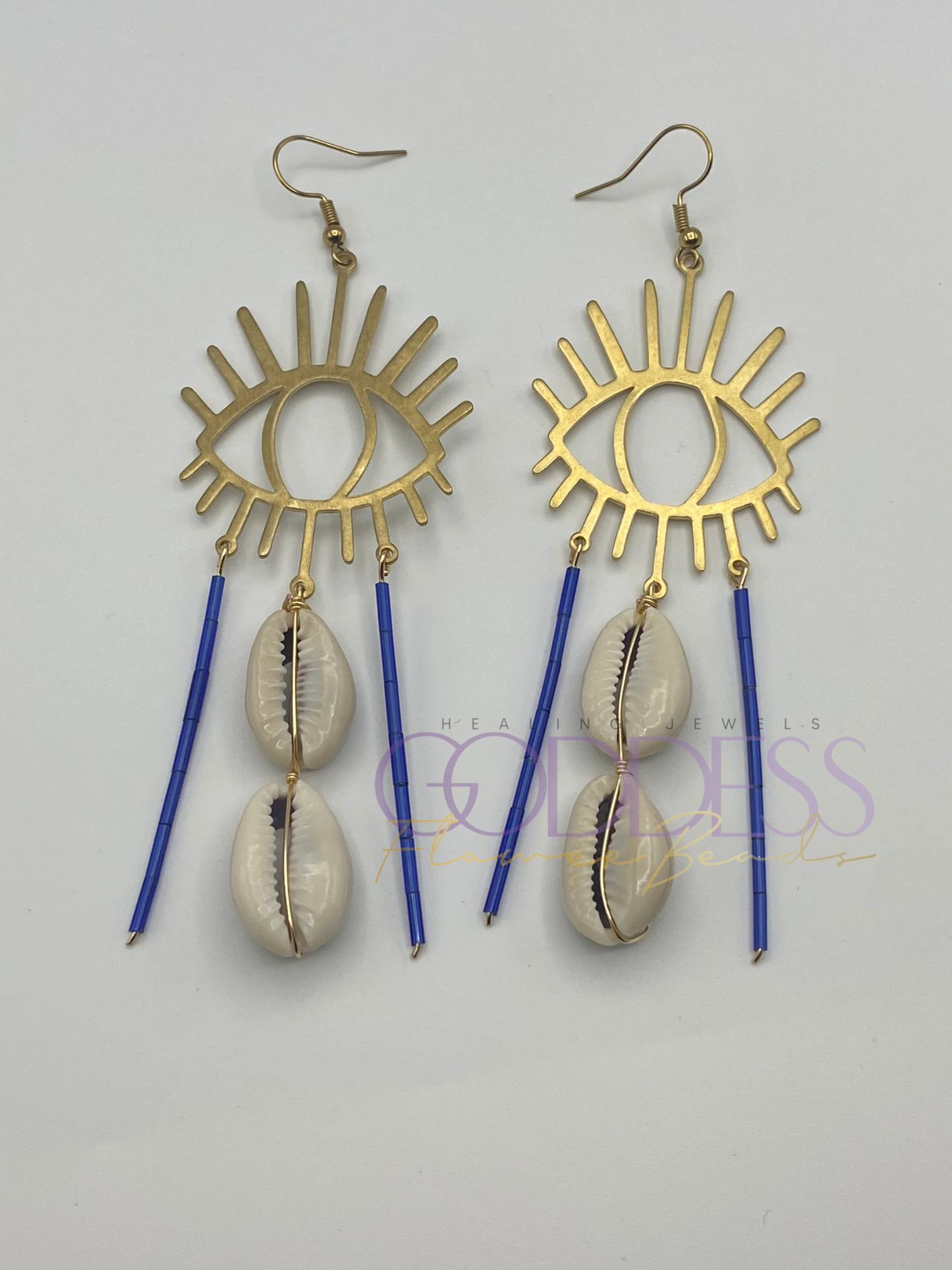 Brass Evil Eye Dangle Earrings