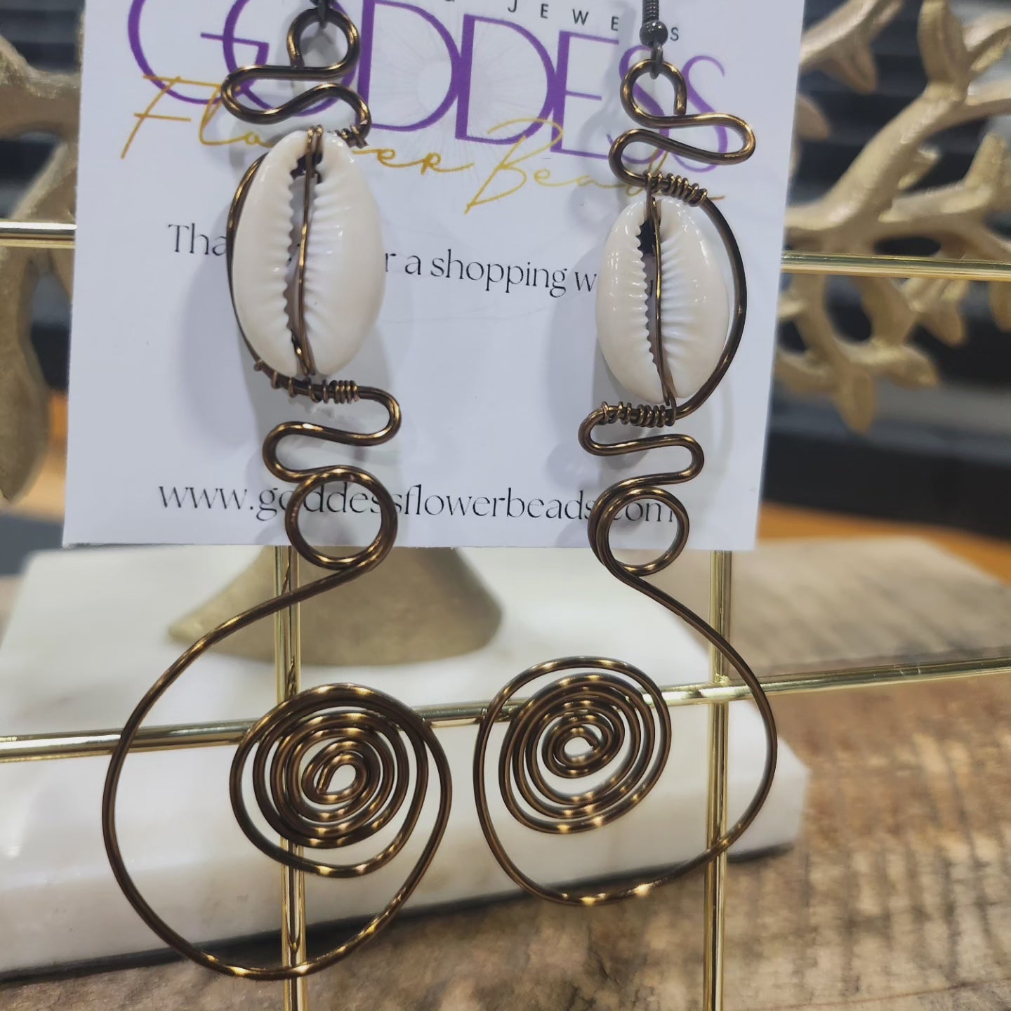 Cowrie Shell Spiral Earrings